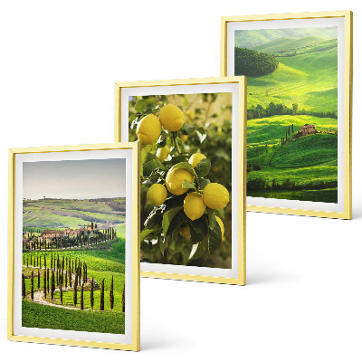 Conjunto de quadros para sala de estar Cítricos e colinas italianas