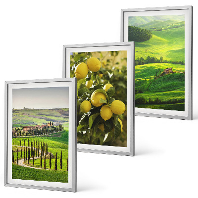 Conjunto de quadros para sala de estar Cítricos e colinas italianas