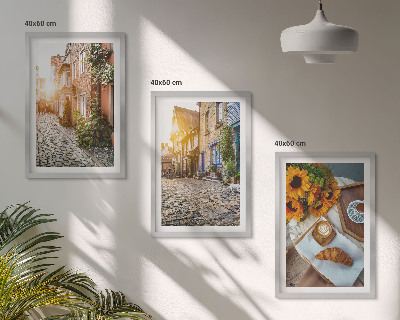 Conjunto de quadros para sala de estar Ruas café girassóis