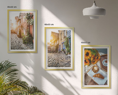 Conjunto de quadros para sala de estar Ruas café girassóis