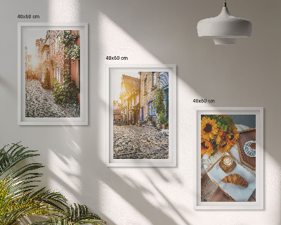 Conjunto de quadros para sala de estar Ruas café girassóis