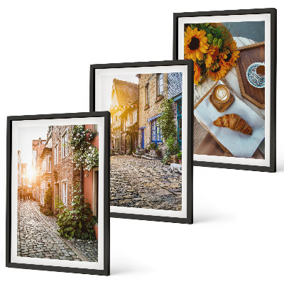 Conjunto de quadros para sala de estar Ruas café girassóis
