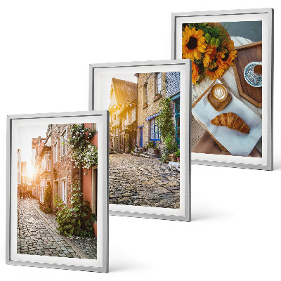 Conjunto de quadros para sala de estar Ruas café girassóis