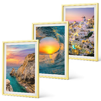 Composição de quadros moderna Ondas do mar, casas brancas, Santorini