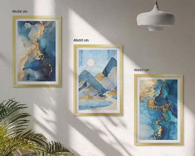 Conjunto de quadros para sala de estar Padrões abstratos das Montanhas Azuis