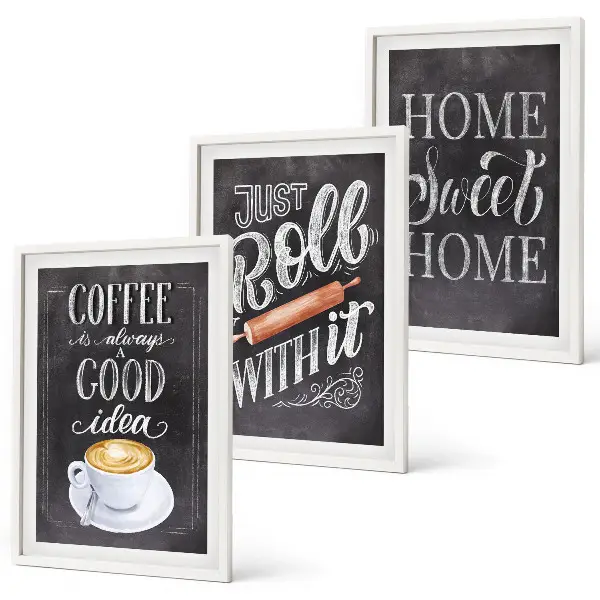 Conjunto de quadros para sala de estar modelo rolo de café aconchego de casa