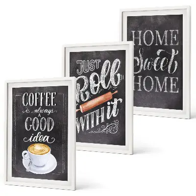 Conjunto de quadros para sala de estar modelo rolo de café aconchego de casa