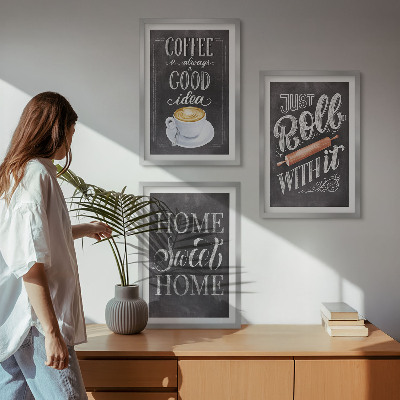 Conjunto de quadros para sala de estar Rolo de café, aconchego de casa