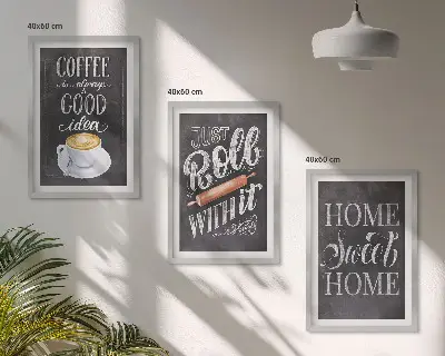 Conjunto de quadros para sala de estar modelo rolo de café aconchego de casa