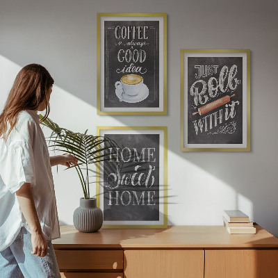 Conjunto de quadros para sala de estar Rolo de café, aconchego de casa