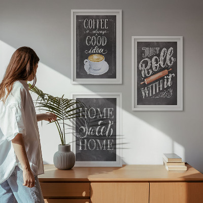 Conjunto de quadros para sala de estar Rolo de café, aconchego de casa