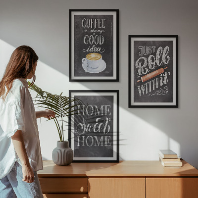 Conjunto de quadros para sala de estar Rolo de café, aconchego de casa