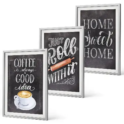 Conjunto de quadros para sala de estar modelo rolo de café aconchego de casa
