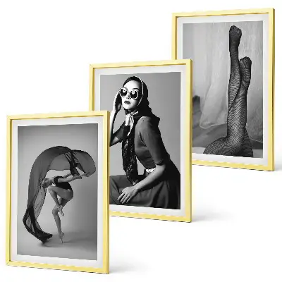 Conjunto de quadros decorativos modernos retratos de mulheres em preto e branco