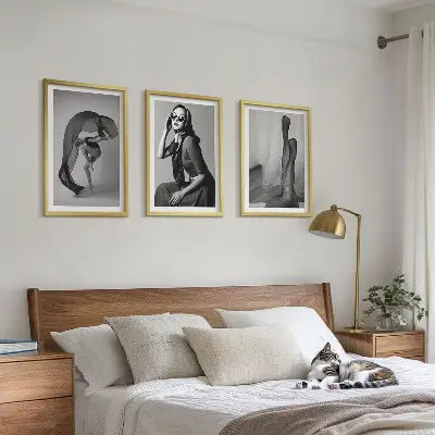 Conjunto de quadros decorativos modernos retratos de mulheres em preto e branco