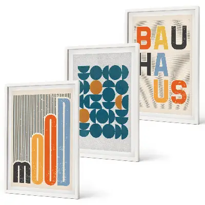 Composição de quadros moderna com padrões geométricos da Bauhaus