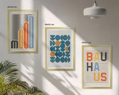 Composição de quadros moderna com padrões geométricos da Bauhaus