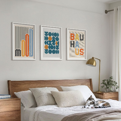 Composição de quadros moderna padrões geométricos da Bauhaus