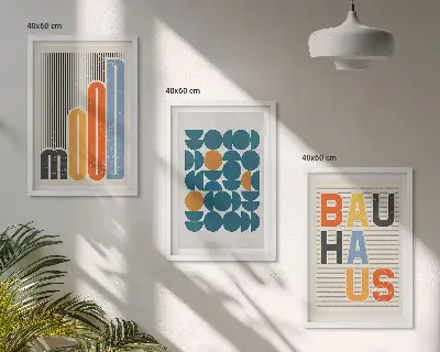 Composição de quadros moderna com padrões geométricos da Bauhaus