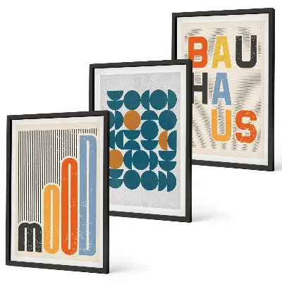 Composição de quadros moderna com padrões geométricos da Bauhaus