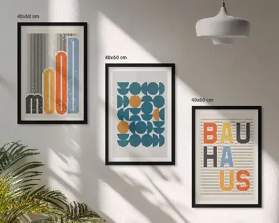 Composição de quadros moderna com padrões geométricos da Bauhaus