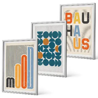 Composição de quadros moderna com padrões geométricos da Bauhaus