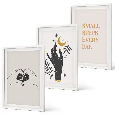 Conjunto de quadros decorativos modernos com ilustrações minimalistas estilo boho