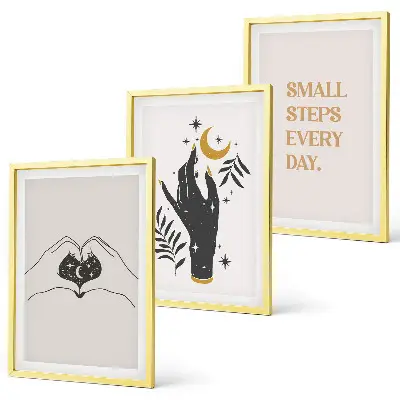 Conjunto de quadros decorativos modernos com ilustrações minimalistas estilo boho
