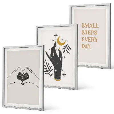 Conjunto de quadros decorativos modernos com ilustrações minimalistas estilo boho