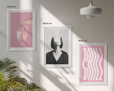 Conjunto de 3 quadros com moldura Retrato elegante com champanhe para relaxar