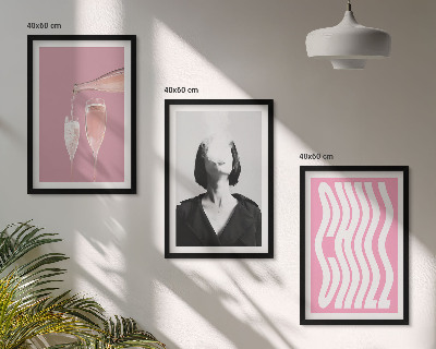 Conjunto de 3 quadros com moldura Retrato elegante com champanhe para relaxar