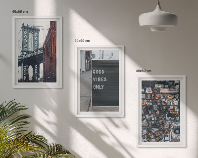 Conjunto de quadros para sala de estar Ponte, inscrições da cidade, vista aérea