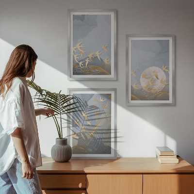 Conjunto de quadros para sala de estar Pássaros voando no céu