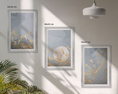 Conjunto de quadros para sala de estar Pássaros voando no céu