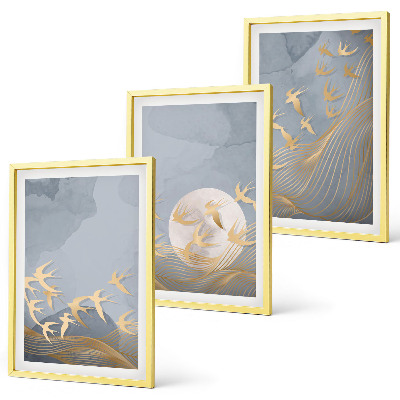 Conjunto de quadros para sala de estar Pássaros voando no céu