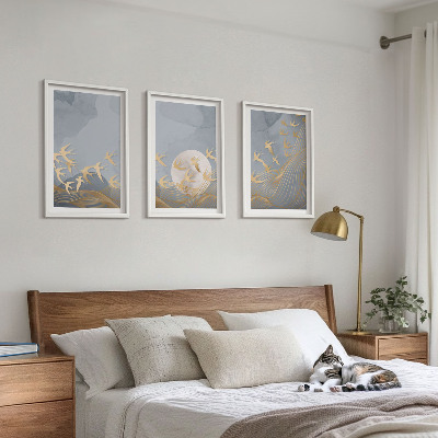 Conjunto de quadros para sala de estar Pássaros voando no céu