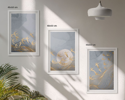 Conjunto de quadros para sala de estar Pássaros voando no céu