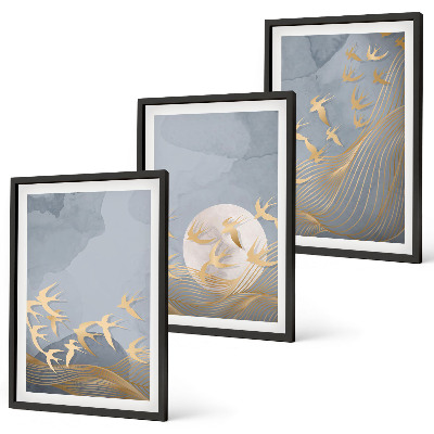 Conjunto de quadros para sala de estar Pássaros voando no céu