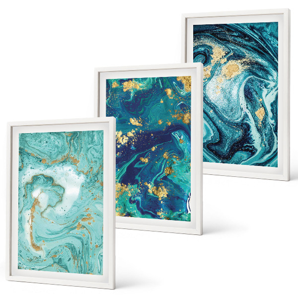 Composição de quadros moderna Abstração em tinta turquesa