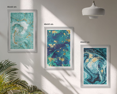 Composição de quadros moderna Abstração em tinta turquesa
