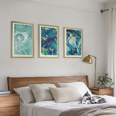 Composição de quadros moderna Abstração em tinta turquesa