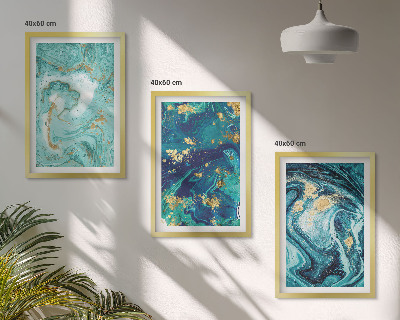Composição de quadros moderna Abstração em tinta turquesa
