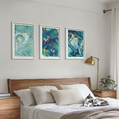 Composição de quadros moderna Abstração em tinta turquesa