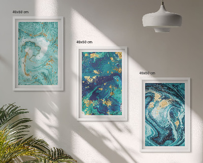Composição de quadros moderna Abstração em tinta turquesa