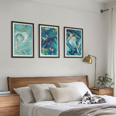Composição de quadros moderna Abstração em tinta turquesa
