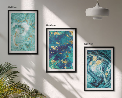 Composição de quadros moderna Abstração em tinta turquesa