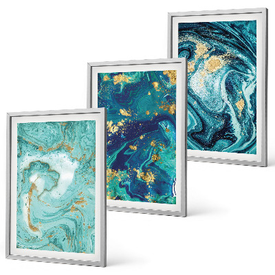 Composição de quadros moderna Abstração em tinta turquesa