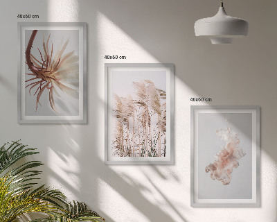 Conjunto de quadros para sala de estar Conjunto de flores de grama com fundo claro