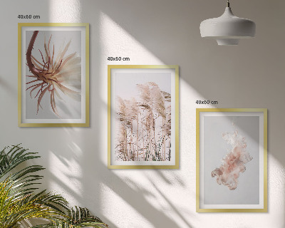 Conjunto de quadros para sala de estar Conjunto de flores de grama com fundo claro