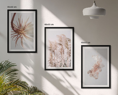 Conjunto de quadros para sala de estar Conjunto de flores de grama com fundo claro